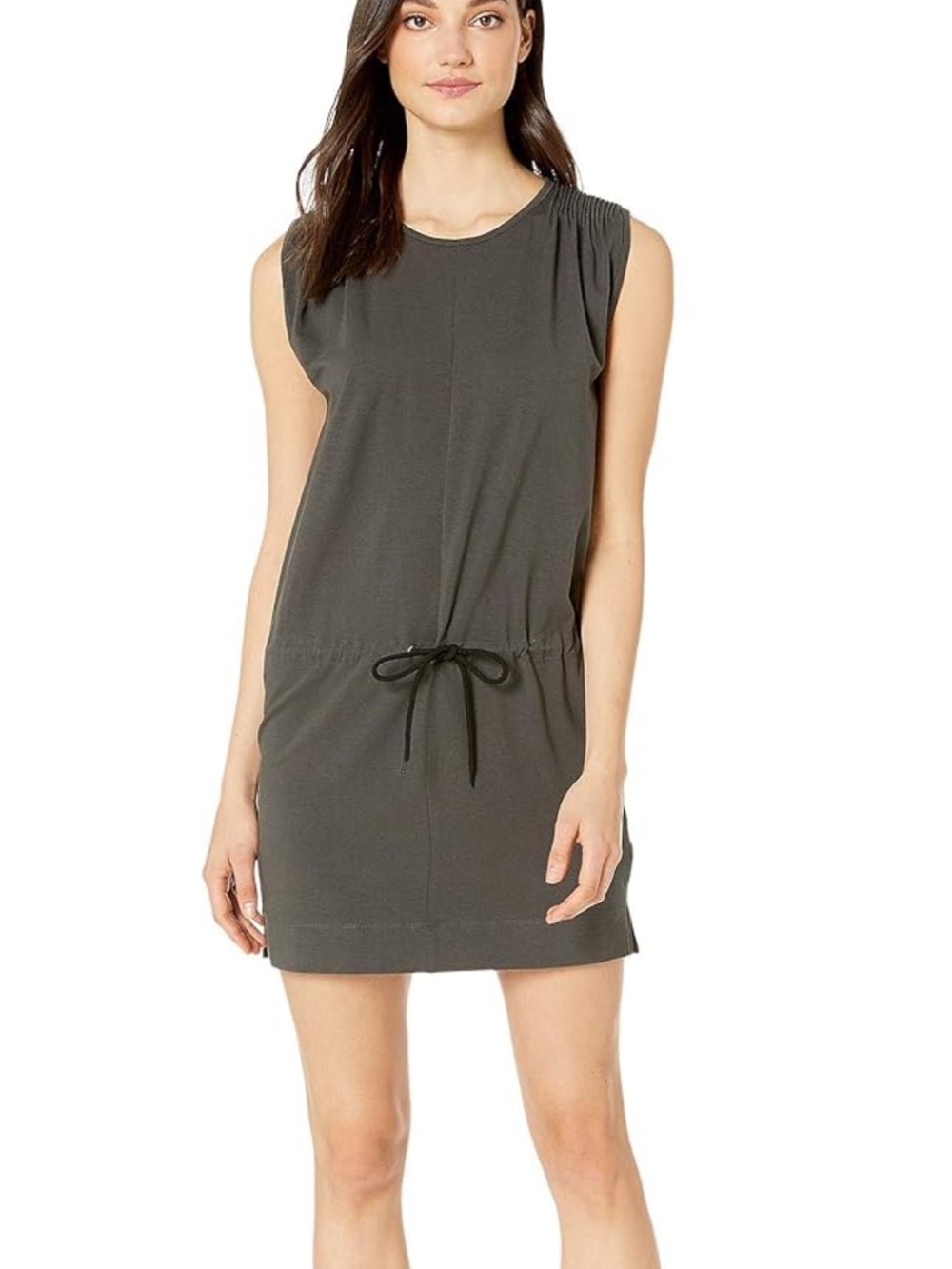 Current/Elliott Angeline Sleeveless Drawstring Mini Dress Sz 1 Dark Grey Cotton
